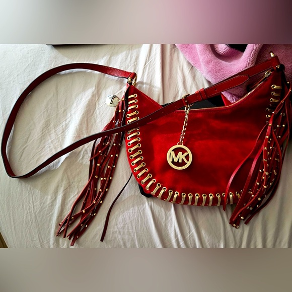 Michael Kors red suede leather purse! - Picture 1 of 15
